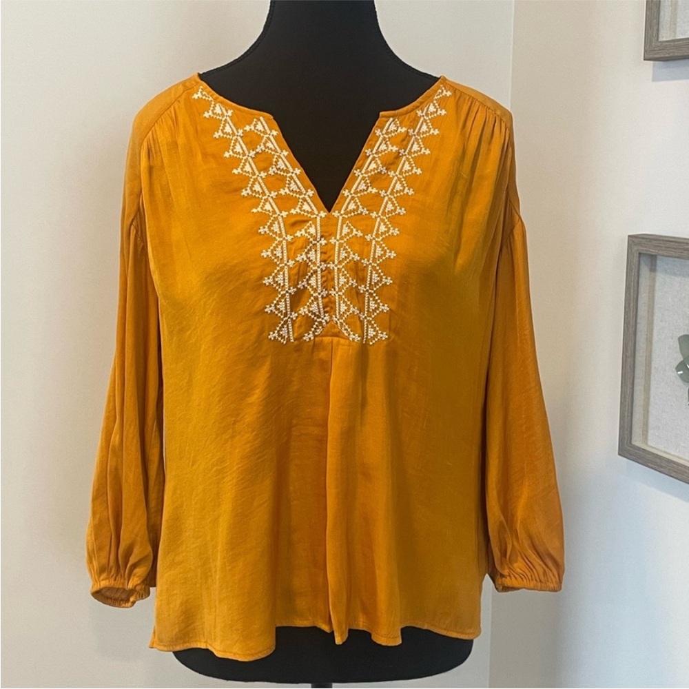 Never Worn! Anthropologie Dolan Golden Embroidered Blouse Oversized
